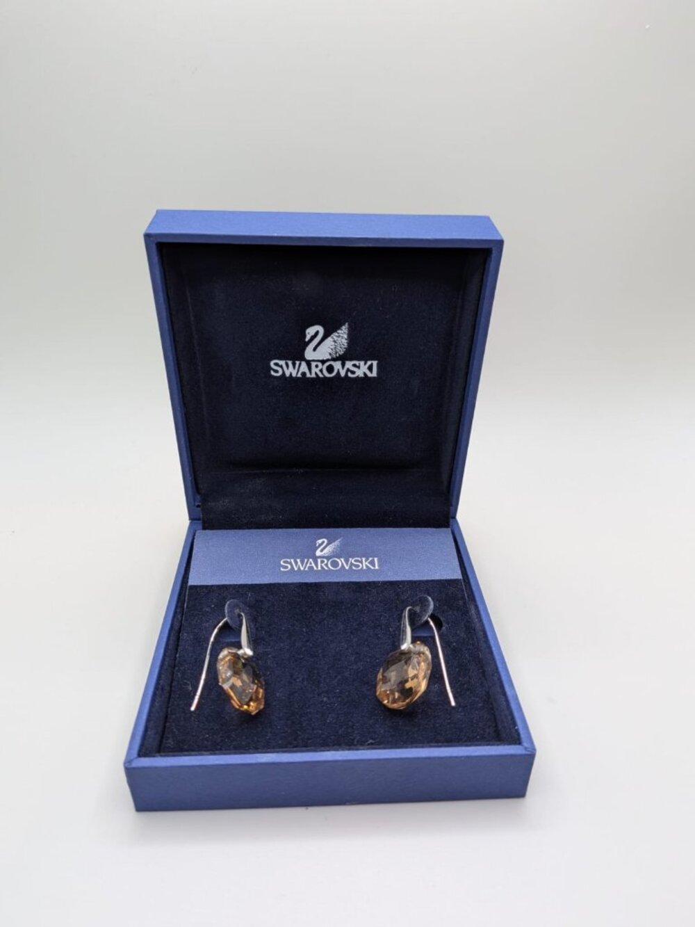 Swarovski Galet Earrings 665160 Light Colorado Topaz Crystal Drop Signed Box